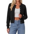 thumbnail image 1 of PRETTYGARDEN Womens Cropped Button Up Knit Cardigan Sweater | Cute Crewneck Long Sleeve Lightweight Tops, Fall Trendy Slim Fit Soft Cozy Casual Cardigans, Holiday Party Sweaters, 1 of 10