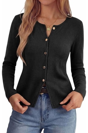 Button Up Cardigan Sweaters for Women | Slim Fitted Knitwear,Long Sleeve Lightweight Knit Cardigans,Business Casual Outfits Work Tops,Layering Piece for Fall&Winter