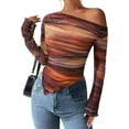 thumbnail image 1 of PRETTYGARDEN Womens Fall Trendy Off Shoulder Y2k Tops Tie Dye Mesh Long Sleeve Shirts Asymmetrical Ruched Floral Blouse, 1 of 8