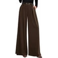 thumbnail image 1 of PRETTYGARDEN Womens Fall Wide Leg Trousers High Elastic Waist Loose Pleated Long Flowy Palazzo Work Pants with Pockets, 1 of 6