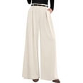 thumbnail image 1 of PRETTYGARDEN Womens Fall Wide Leg Trousers High Elastic Waist Loose Pleated Long Flowy Palazzo Work Pants with Pockets, 1 of 6