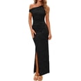 thumbnail image 1 of PRETTYGARDEN Womens Floral One Shoulder Maxi Dress Summer Spring Bodycon Ruched Side Slit Elegant Cocktail Party Dresses, 1 of 10