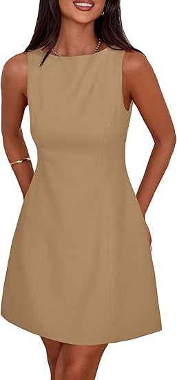 Prettygarden Womens Formal Short Dresses Summer Sleeveless Boat Neck A Line Elegant Mini Cocktail Party Dress, Women's, Size: 2XL, Brown Prettygarden Womens Formal Short Dresses Summer Sleeveless Boat Neck A Line Elegant Mini Cocktail Party Dress, Women's, Size: 2XL, Brown