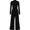 thumbnail image 1 of PRETTYGARDEN Womens Jumpsuit Dressy Casual Spring Fall Fashion One Piece Outfits Long Sleeve Mock Neck Wide Leg Pants Rompers, 1 of 8