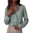 thumbnail image 1 of PRETTYGARDEN Womens Long Sleeve Button Down Shirts | Soft Cotton Fabric, Fashion Plaid Shirt, Basic Collared V Neck, Work Business Casual Blouses, Fall Trendy Outfits, 1 of 9