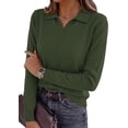 thumbnail image 1 of PRETTYGARDEN Womens Long Sleeve Collared Polo Sweater V Neck Knit Ribbed Business Casual Pullover Sweaters Fall Outfits, 1 of 8