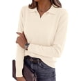 thumbnail image 1 of PRETTYGARDEN Womens Long Sleeve Collared Polo Sweater V Neck Knit Ribbed Business Casual Pullover Sweaters Fall Outfits, 1 of 8