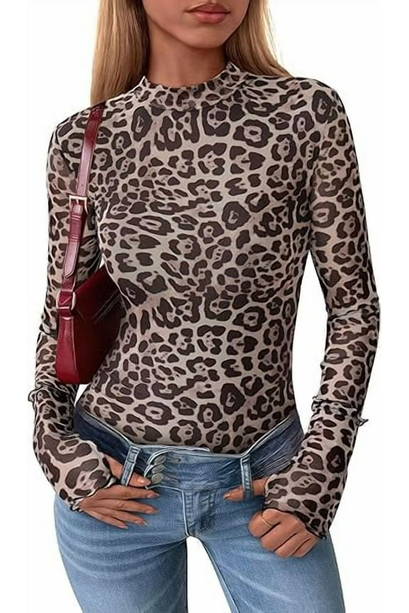 Womens Long Sleeve Going Out Tops Fall Mesh Floral Blouses Slim Fitted Shirts Date Night Outfits