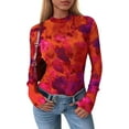 thumbnail image 1 of PRETTYGARDEN Womens Long Sleeve Going Out Tops Fall Mesh Floral Blouses Slim Fitted Shirts Date Night Outfits, 1 of 10