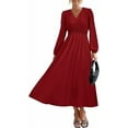 thumbnail image 1 of PRETTYGARDEN Womens Long Sleeve Maxi Dress Fall Trendy Elegant V Neck Flowy Wedding Guest Holiday Formal Long Dresses, 1 of 9