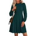 thumbnail image 1 of PRETTYGARDEN Womens Long Sleeve Mini Dress Fall Crewneck Ribbed Knit Soft A Line Flowy Casual Short Dresses with Pockets, 1 of 9