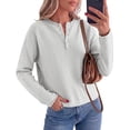 thumbnail image 1 of PRETTYGARDEN Women's Fall Button Up Cozy Pullover Sweaters | Stretchy Soft Knit, Drop Shoulder Long Sleeve Tops, Henley Crewneck Rolled Edge, Dressy Casual Blouses, Trendy Winter Clothes, 1 of 8