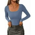thumbnail image 1 of PRETTYGARDEN Womens Long Sleeve Tops Fall Clothes Scoop Neck Ribbed Knit Basic Tees Shirts Going Out Trendy Outfits, 1 of 7