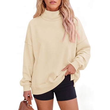 PRETTYGARDEN Womens Mock Neck Sweatshirt Oversized Pullover Loose Fit,Side Pockets,Long Sleeve Drop Shoulder Tops,Casual Lounge Work Travel Airport Outfits,Fall Fashion Winter Clothes