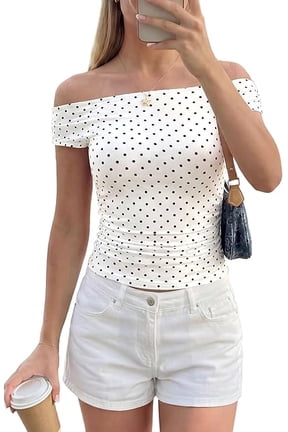 Womens Off The Shoulder Tops Summer Y2K Clothes Going Out Shirts Ruched Tank Top Date Night Outfits