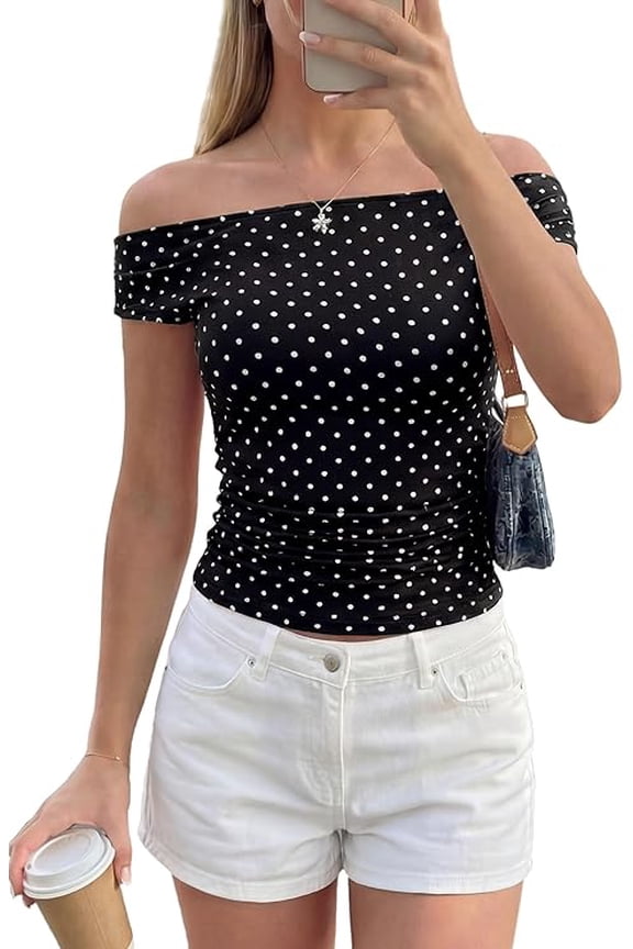 Womens Off The Shoulder Tops Summer Y2K Clothes Going Out Shirts Ruched Tank Top Date Night Outfits
