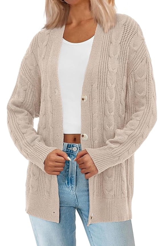 Womens Oversized Cable Knit Cardigan Fall Fashion Long Sleeve Open Front Chunky Sweaters Winter Coats