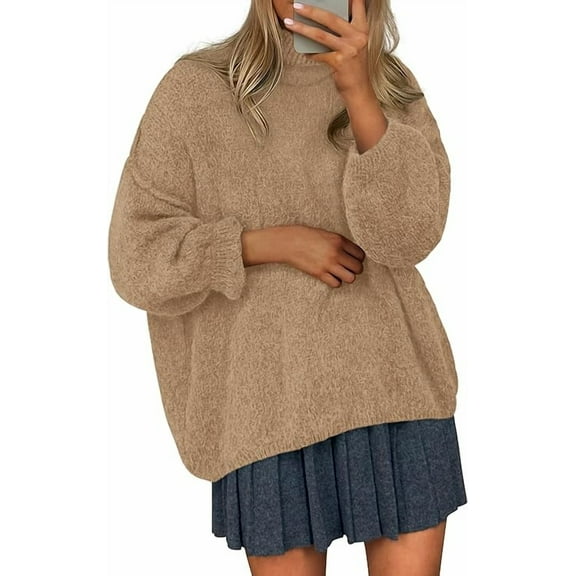 PRETTYGARDEN Womens Oversized Sweaters Fall Outfits Turtleneck Long Sleeve Slouchy Chunky Knit Sweater Pullover Tops