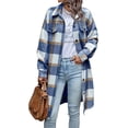 thumbnail image 1 of PRETTYGARDEN Womens Plaid Shacket Jacket Fall Fashion Long Sleeve Button Up Flannel Shirt Winter Clothing Woolen Coats, 1 of 6