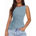 thumbnail image 1 of PRETTYGARDEN Womens Ruched Tank Tops Summer Sleeveless Slim Fit T Shirts Blouses Going Out Y2K Fashion Clothes, 1 of 7
