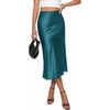 PRETTYGARDEN Womens Satin Skirt Summer Silk Business Casual High Waisted A Line Flowy Work Wedding Cocktail Midi Skirts
