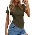 thumbnail image 1 of PRETTYGARDEN Womens Short Sleeve Crew Neck Trendy Shirts Spring Summer Y2K Going Out Tops Asymmetrical Ruched Blouse, 1 of 10