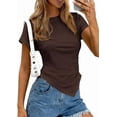 thumbnail image 1 of PRETTYGARDEN Womens Short Sleeve Crew Neck Trendy Shirts Spring Summer Y2K Going Out Tops Asymmetrical Ruched Blouse, 1 of 10