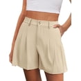 thumbnail image 1 of PRETTYGARDEN Womens Shorts Casual Summer Elastic High Waist Zipper Button Tailored Shorts Pleated Beach Vacation Outfits, 1 of 9