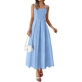 thumbnail image 1 of PRETTYGARDEN Womens Sleeveless Maxi Summer Dresses Hollow Out Eyelet Square Neck Ruffle Flowy Beach Vacation Sundress, 1 of 10