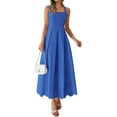 thumbnail image 1 of PRETTYGARDEN Womens Sleeveless Maxi Summer Dresses Hollow Out Eyelet Square Neck Ruffle Flowy Beach Vacation Sundress, 1 of 10