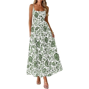 PRETTYGARDEN Womens Spring Boho Maxi Dress Eyelet Floral Long Flowy Sundresses Summer Beach Vacation Clothes