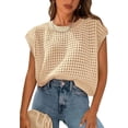 thumbnail image 1 of PRETTYGARDEN Womens Spring Tops Summer Shirts Crochet Cap Sleeve Sweater Pullover Cute Crew Neck Beach Cover Ups, 1 of 9