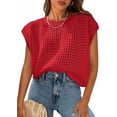 thumbnail image 1 of PRETTYGARDEN Womens Spring Tops Summer Shirts Crochet Cap Sleeve Sweater Pullover Cute Crew Neck Beach Cover Ups, 1 of 8