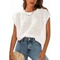 thumbnail image 1 of PRETTYGARDEN Womens Spring Tops Summer Shirts Crochet Cap Sleeve Sweater Pullover Cute Crew Neck Beach Cover Ups, 1 of 9
