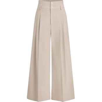 PRETTYGARDEN Womens Spring Wide Leg Palazzo Pants Trendy Loose Button High Waist Pleated Work Business Casual Trousers