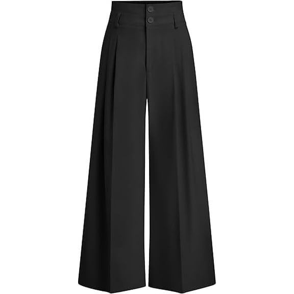 PRETTYGARDEN Womens Spring Wide Leg Palazzo Pants Trendy Loose Button High Waist Pleated Work Business Casual Trousers