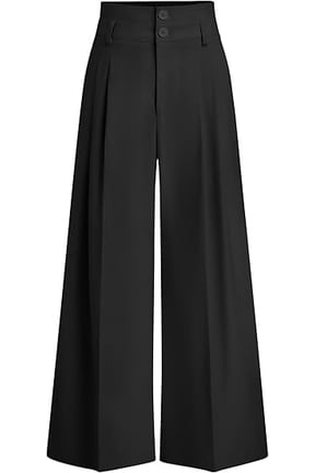 Womens Spring Wide Leg Palazzo Pants Trendy Loose Button High Waist Pleated Work Business Casual Trousers