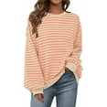 thumbnail image 1 of PRETTYGARDEN Womens Striped Oversized Sweatshirt Color Block Crew Neck Long Sleeve Casual Loose Pullover Top Y2K Clothes, 1 of 8