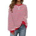 thumbnail image 1 of PRETTYGARDEN Womens Striped Oversized Sweatshirt Color Block Crew Neck Long Sleeve Casual Loose Pullover Top Y2K Clothes, 1 of 9