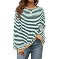 thumbnail image 1 of PRETTYGARDEN Womens Striped Oversized Sweatshirt Color Block Crew Neck Long Sleeve Casual Loose Pullover Top Y2K Clothes, 1 of 9