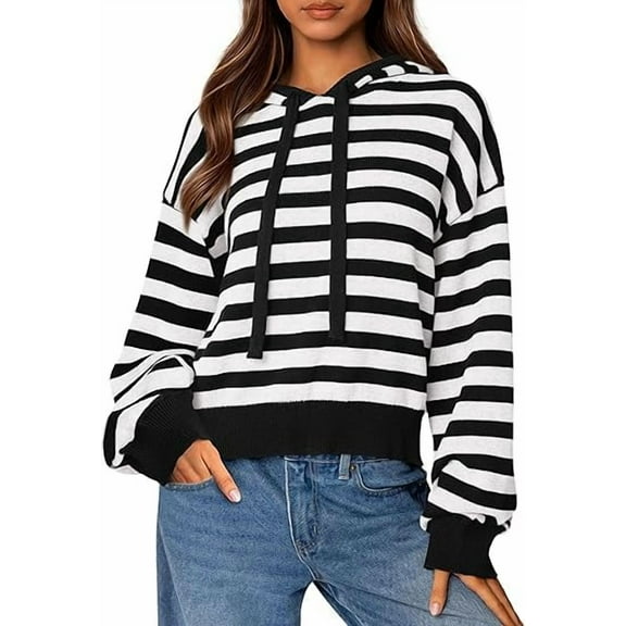 PRETTYGARDEN Womens Striped Sweaters Fall Pullover Hoodies Y2K Casual Long Sleeve Tops Winter Fashion Clothing