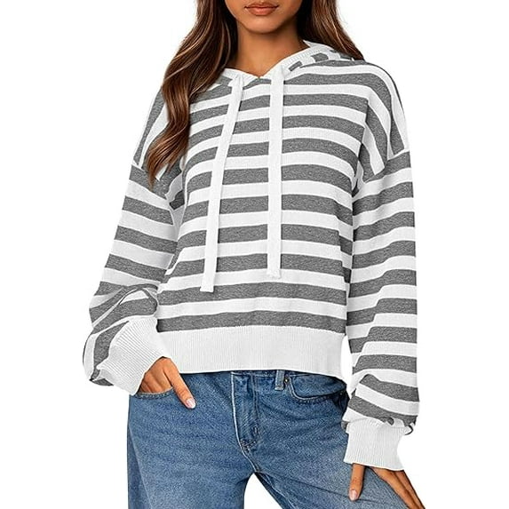 PRETTYGARDEN Womens Striped Sweaters Fall Pullover Hoodies Y2K Casual Long Sleeve Tops Winter Fashion Clothing