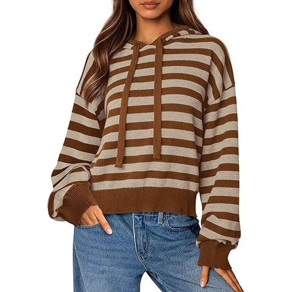 PRETTYGARDEN Womens Striped Sweaters Fall Pullover Hoodies Y2K Casual Long Sleeve Tops Winter Fashion Clothing