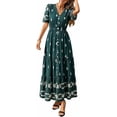 thumbnail image 1 of PRETTYGARDEN Womens Summer Boho Maxi Dress Trendy Short Sleeve V Neck Flowy Beach Floral Dresses with Pockets, 1 of 8