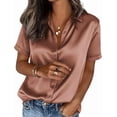 thumbnail image 1 of PRETTYGARDEN Womens Summer Button Down Shirts Short Sleeve Work Tops Dressy Satin Blouses Spring Business Casual Outfits, 1 of 8