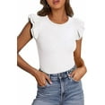 thumbnail image 1 of PRETTYGARDEN Womens Summer Crew Neck T Shirts Trendy Ruffle Sleeve Slim Fit Knit Going Out Tops Casual Spring Clothes, 1 of 10
