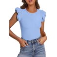 thumbnail image 1 of PRETTYGARDEN Womens Summer Crew Neck T Shirts Trendy Ruffle Sleeve Slim Fit Knit Going Out Tops Casual Spring Clothes, 1 of 10
