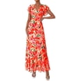 thumbnail image 1 of PRETTYGARDEN Womens Summer Floral Maxi Dresses Spring Short Sleeve Ruffle V Neck Flowy Boho Long Beach Vacation Sundress, 1 of 8