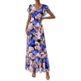 thumbnail image 1 of PRETTYGARDEN Womens Summer Floral Maxi Dresses Spring Short Sleeve Ruffle V Neck Flowy Boho Long Beach Vacation Sundress, 1 of 8