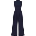 thumbnail image 1 of PRETTYGARDEN Womens Summer Jumpsuits Dressy Casual One Piece Outfits Sleeveless Mock Neck Wide Leg Pants Rompers with Pockets, 1 of 7